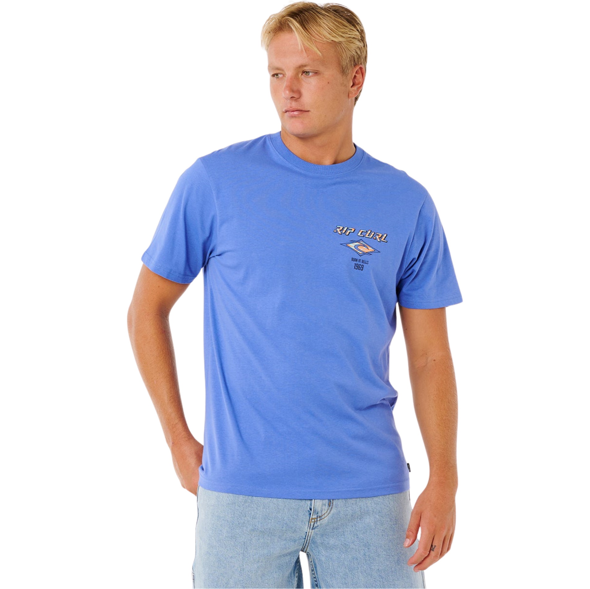 2026 Rip Curl Mens Fade Out Icon Tee 0CAMTE - Blue Haze